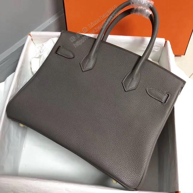 Hermes女包 愛馬仕Birkin Hermes鉑金包 togo小牛皮 錫器灰 蠟線半手工縫製  am1706